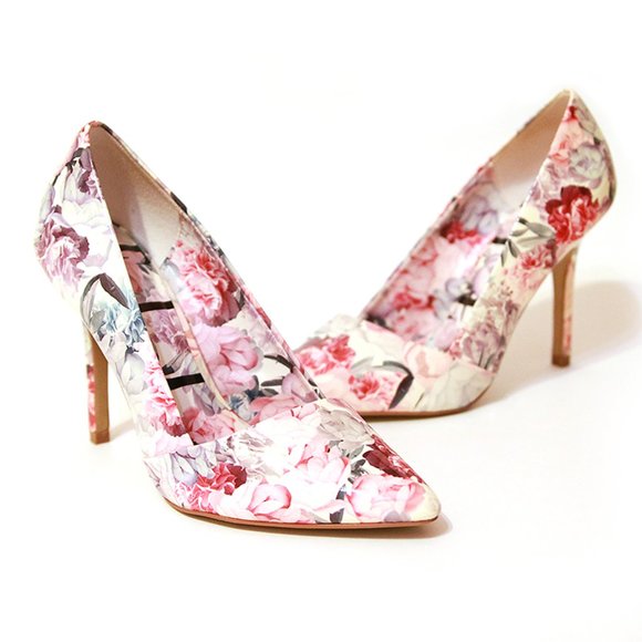 Women's ELLE Floral High Heel Pumps - Size 7 - Picture 1 of 7